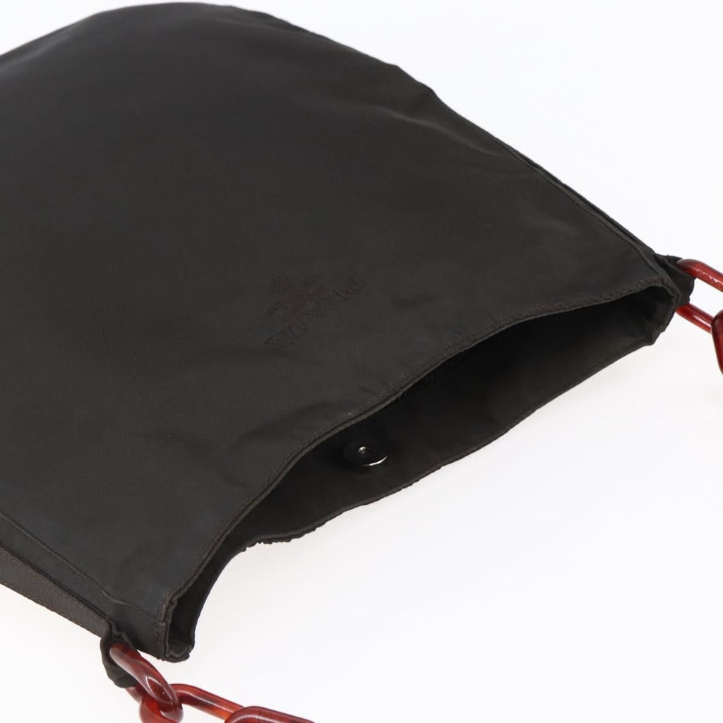 Prada Resin Chain Shoulder Bag Nylon Brown Nylon Shoulder Bag Bag