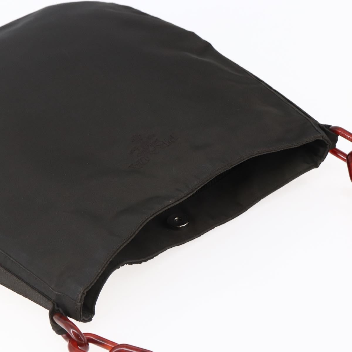 Prada Resin Chain Shoulder Bag Nylon Brown Nylon Shoulder Bag Bag