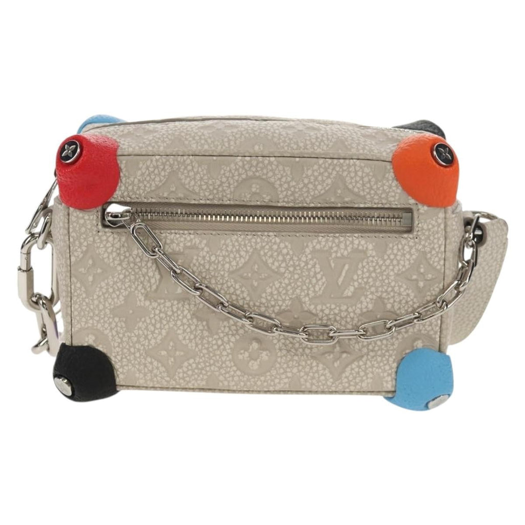 Louis Vuitton Soft Trunk Bag Monogram Taurillon Leather Gray Canvas Shoulder Bag