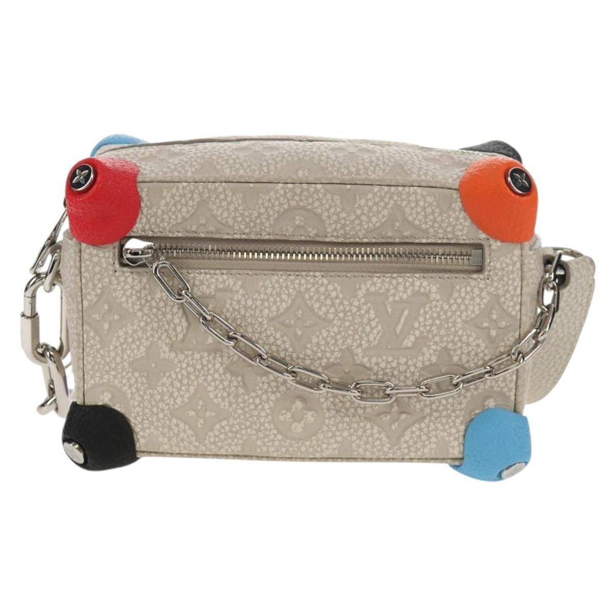 Louis Vuitton Soft Trunk Bag Monogram Taurillon Leather Gray Canvas Shoulder Bag