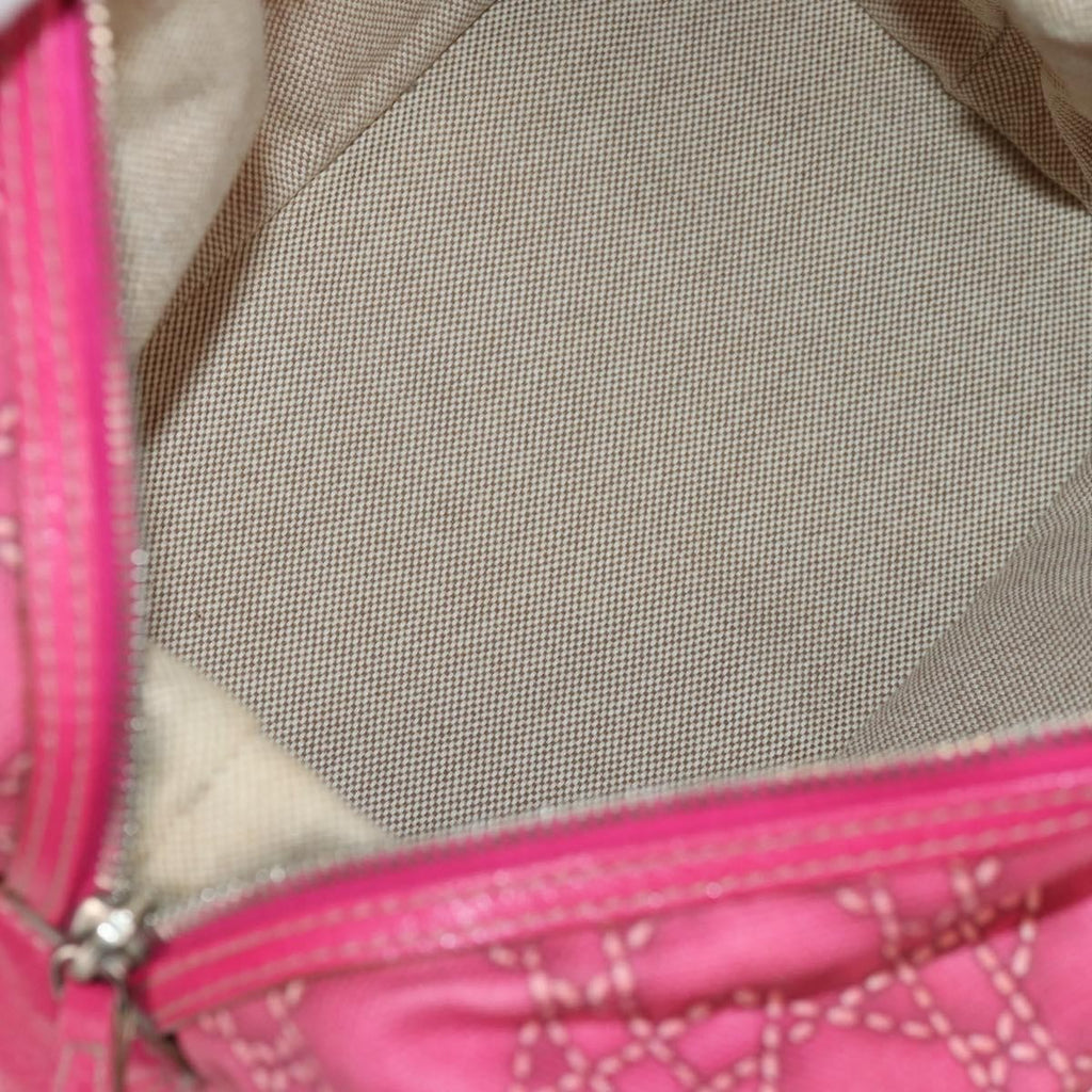 Christian Dior Cannage Handbag Canvas Pink Canvas Handbag (Pre-Owned)