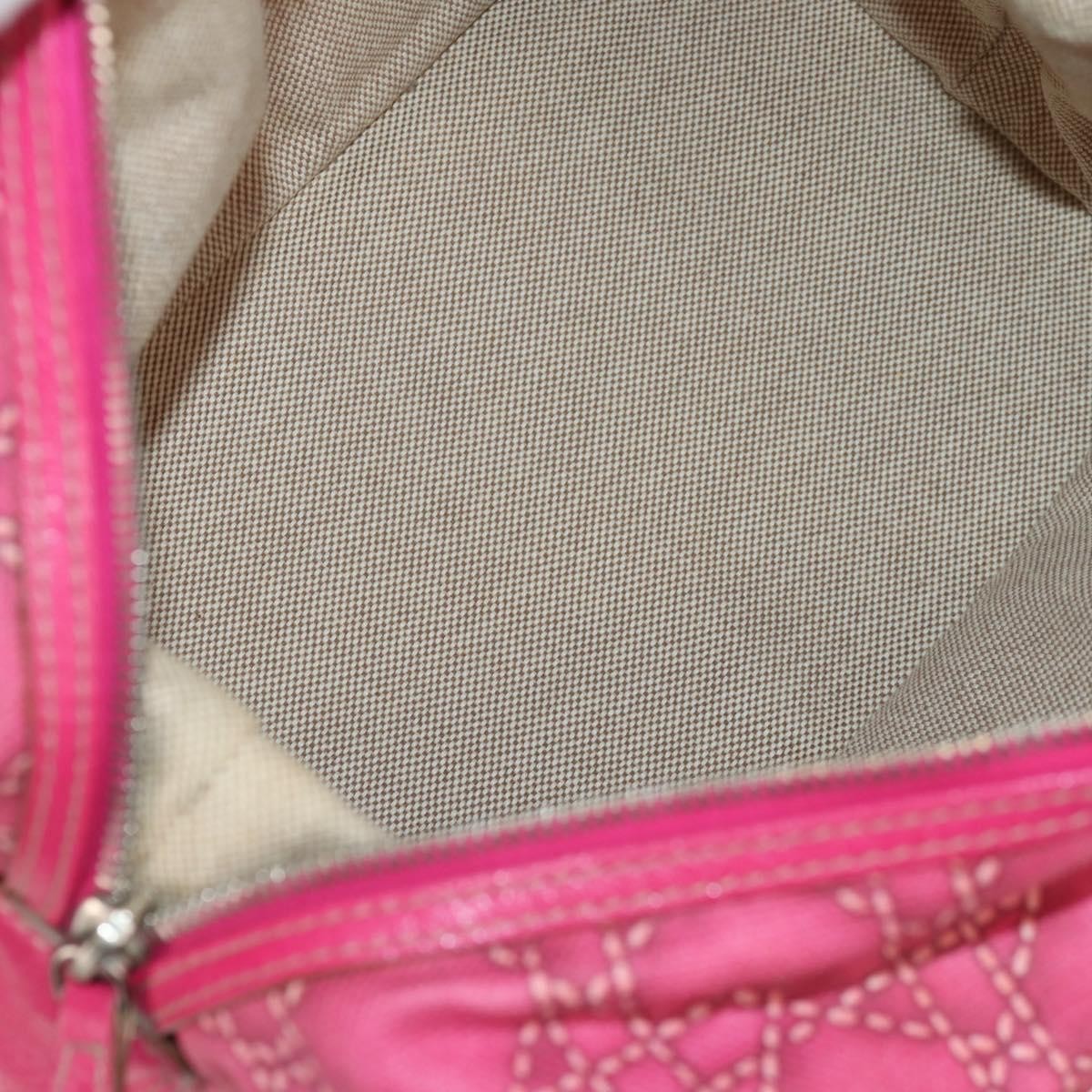 Christian Dior Cannage Handbag Canvas Pink Canvas Handbag (Pre-Owned)