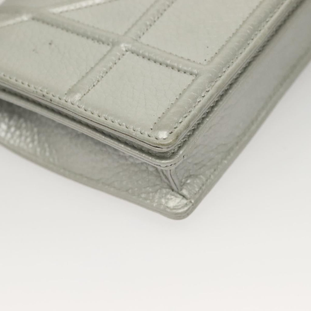 Christian Dior Diorama Wallet On Chain Leather Silver Leather Bag (Pre-Owned)