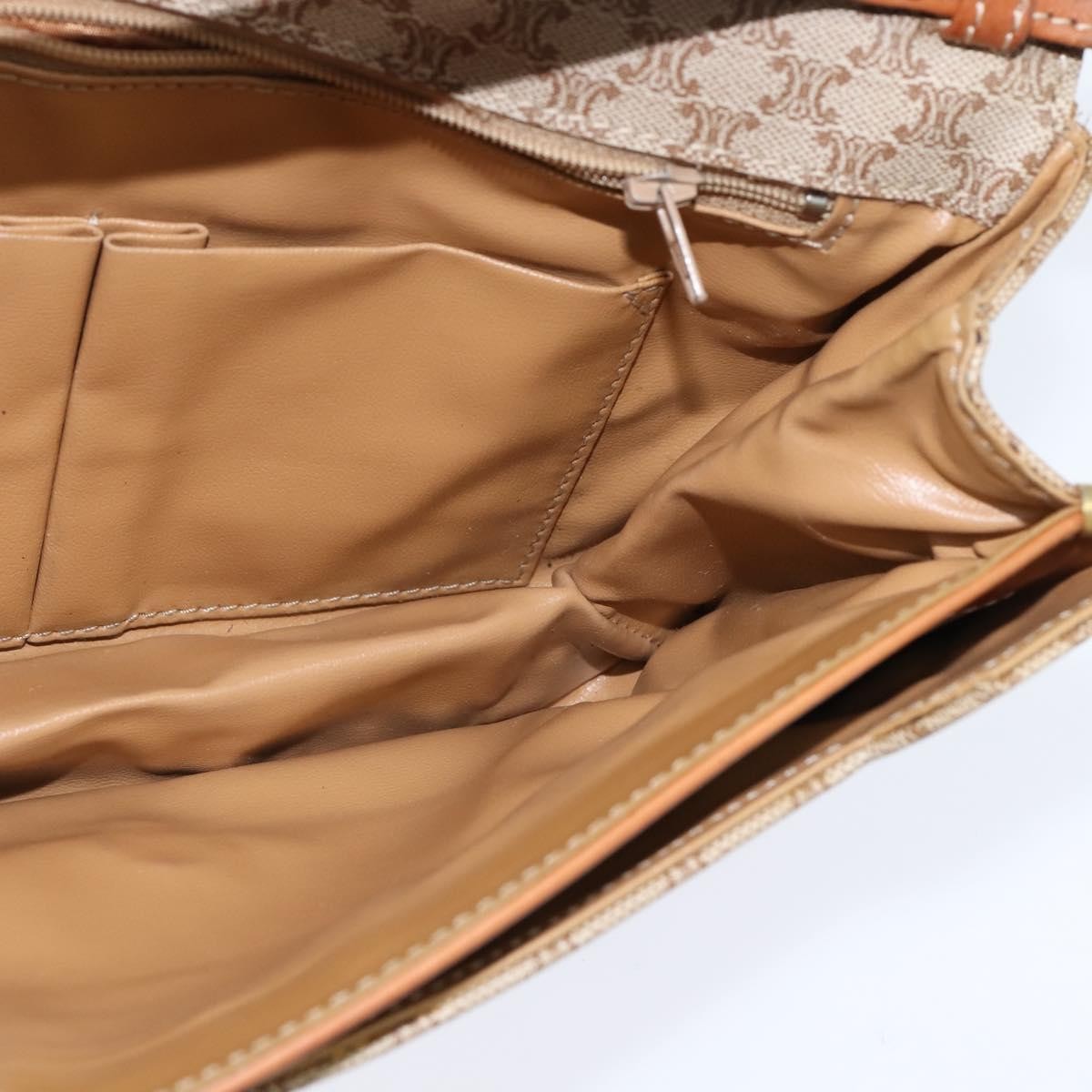Celine Vintage Macadam Shoulder Bag Canvas And Leather Beige Canvas Shoulder Bag Bag