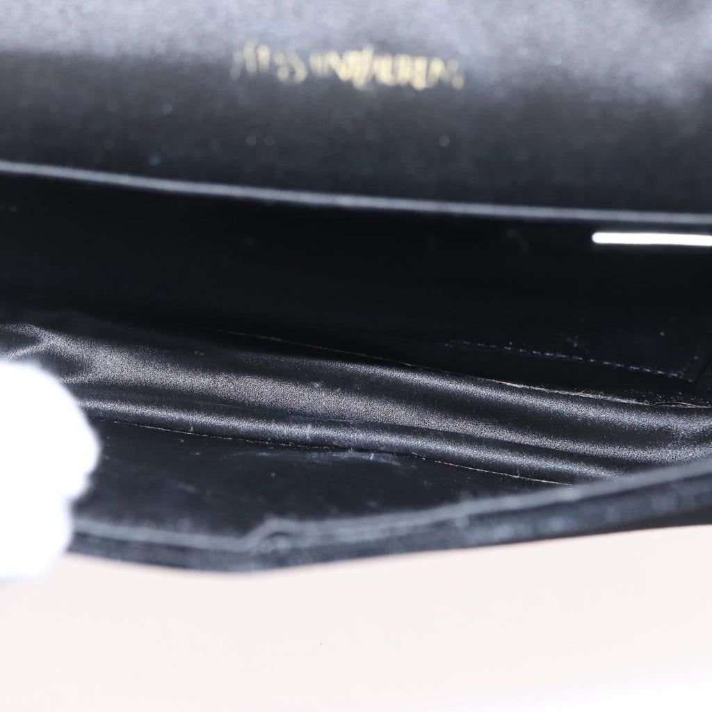 Saint Laurent Vintage Flap Crossbody Bag Velvet Black Velvet Shoulder Bag Bag (Pre-Owned)
