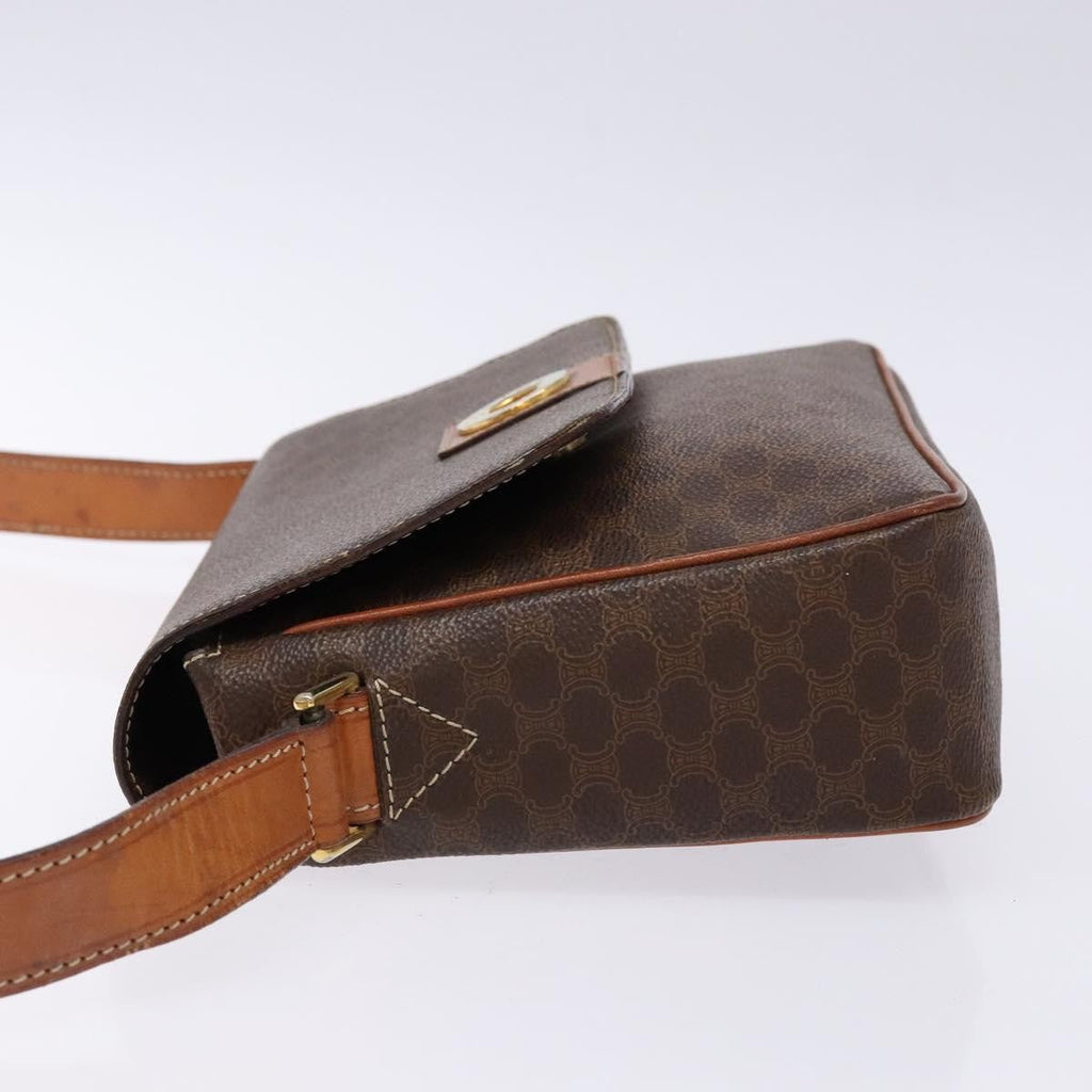 Celine Macadam Shoulder Bag Pvc Leather Brown Canvas Bag
