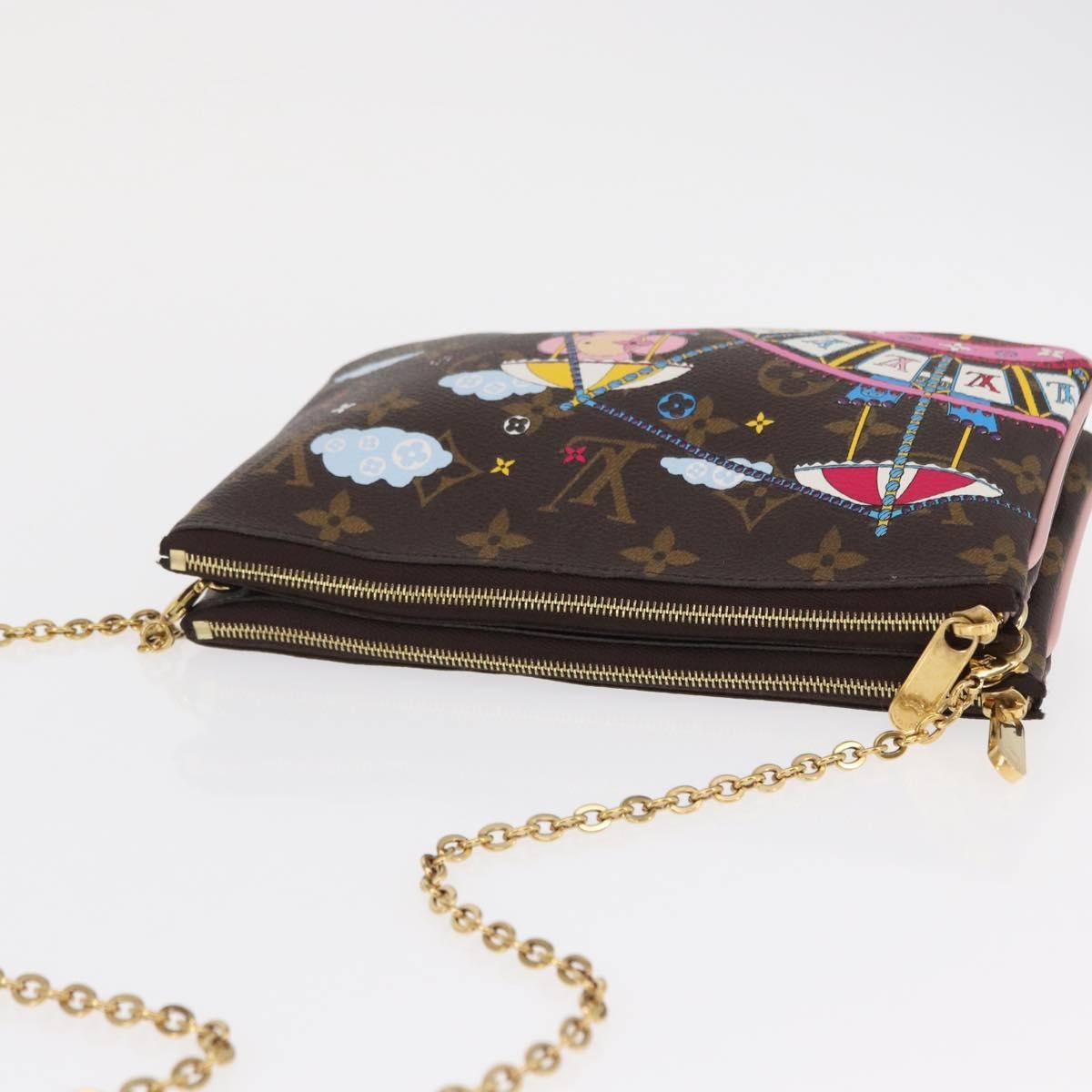 Louis Vuitton Double Zip Pochette Limited Edition Vivienne Xmas Monogram Canvas Brown Canvas Clutche & Pouche Bag