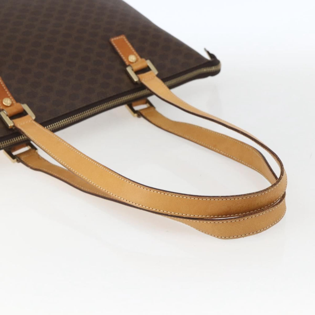 Celine Vintage Macadam Tote Bag Canvas And Leather Brown Canvas Tote Bag Bag