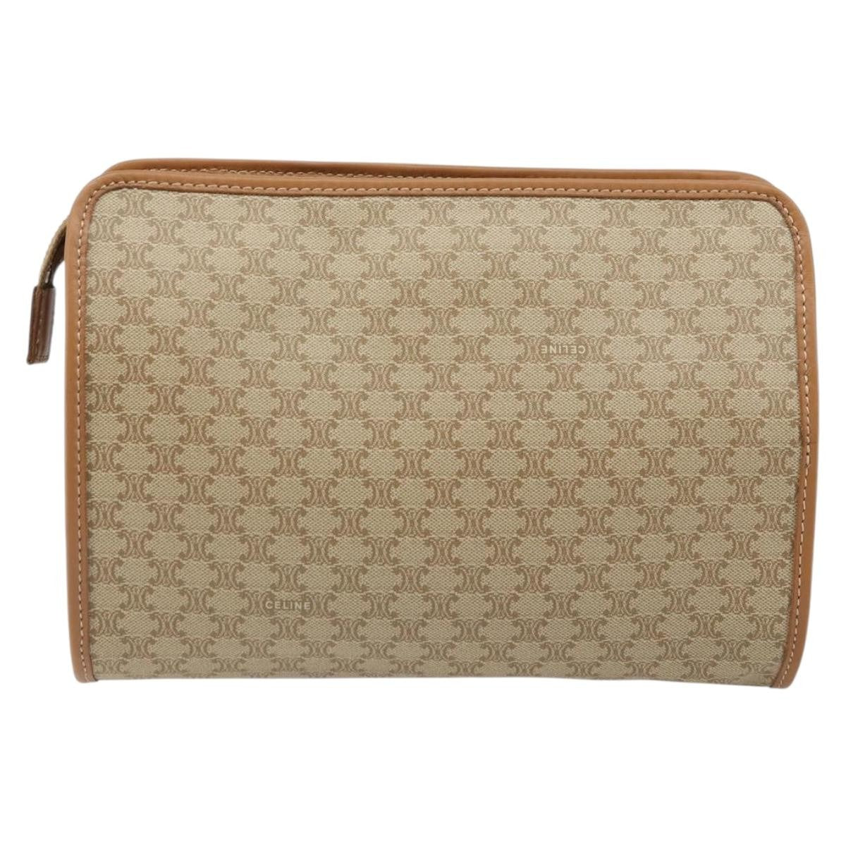 Celine Macadam Pochette Classic Beige Canvas Clutche & Pouche Bag