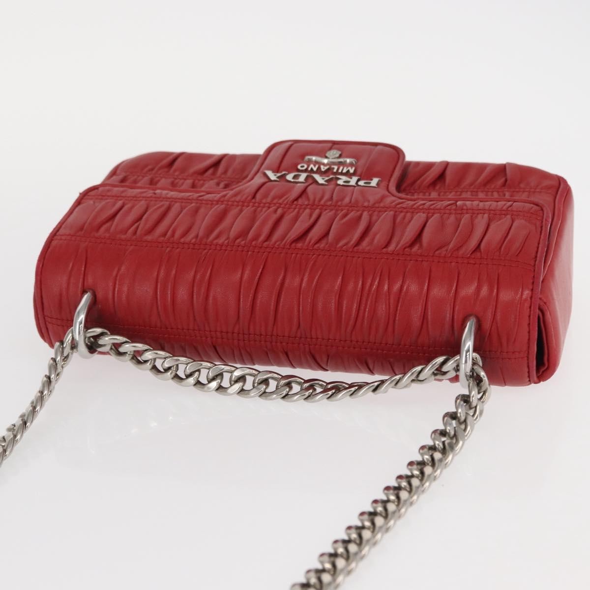 Prada Gaufre Chain Flap Shoulder Bag Nappa Leather Red Leather Shoulder Bag Bag
