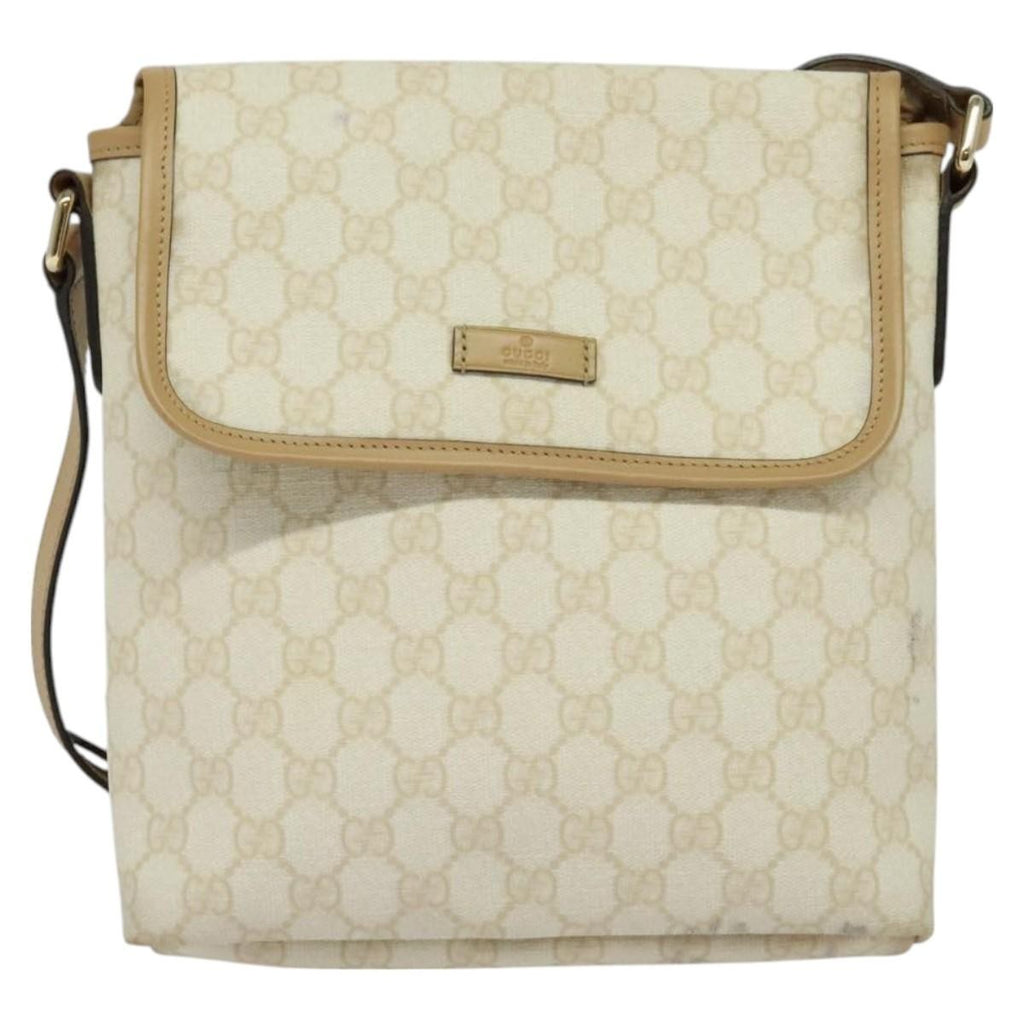 Gucci Flap Messenger Gg Coated Canvas White Canvas Shoulder Bag Bag (Pre-Owned)