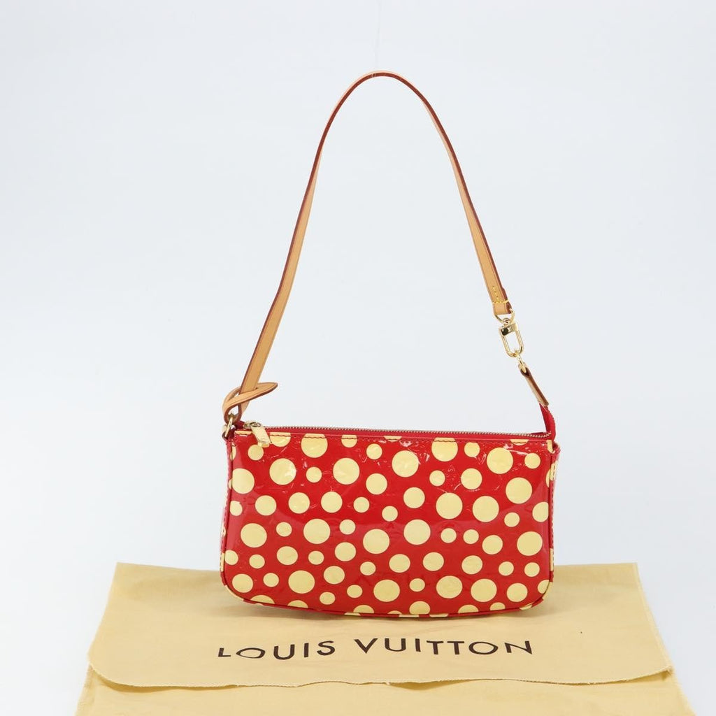 Louis Vuitton Pochette Accessoires Yayoi Kusama Painted Dots Monogram Vernis Red Patent_Leather Clutche & Pouche Bag