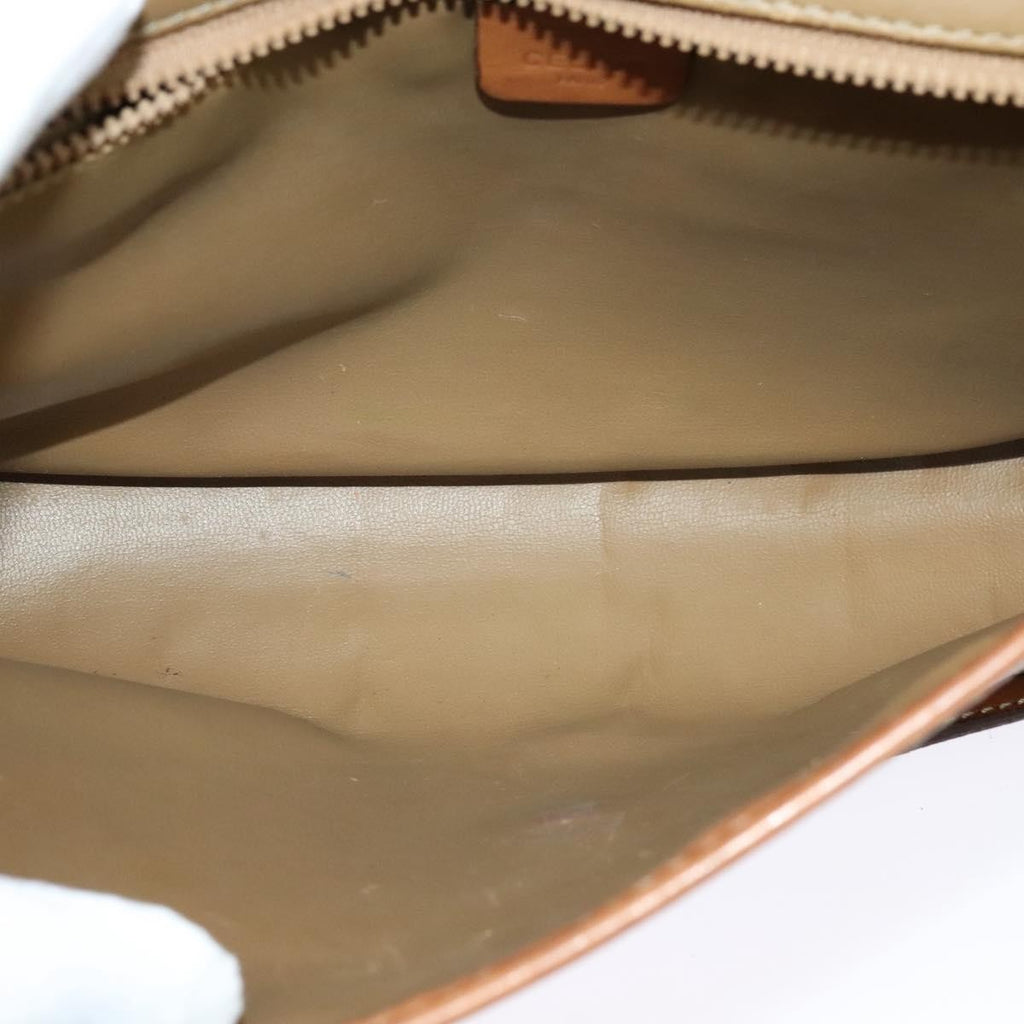 Celine Vintage Macadam Shoulder Bag Canvas And Leather Beige Canvas Bag
