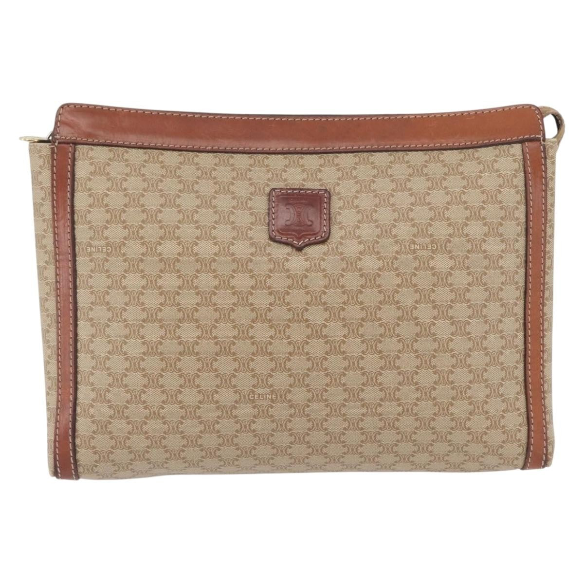Celine Macadam Pochette Canvas And Leather Beige Canvas Clutche & Pouche Bag