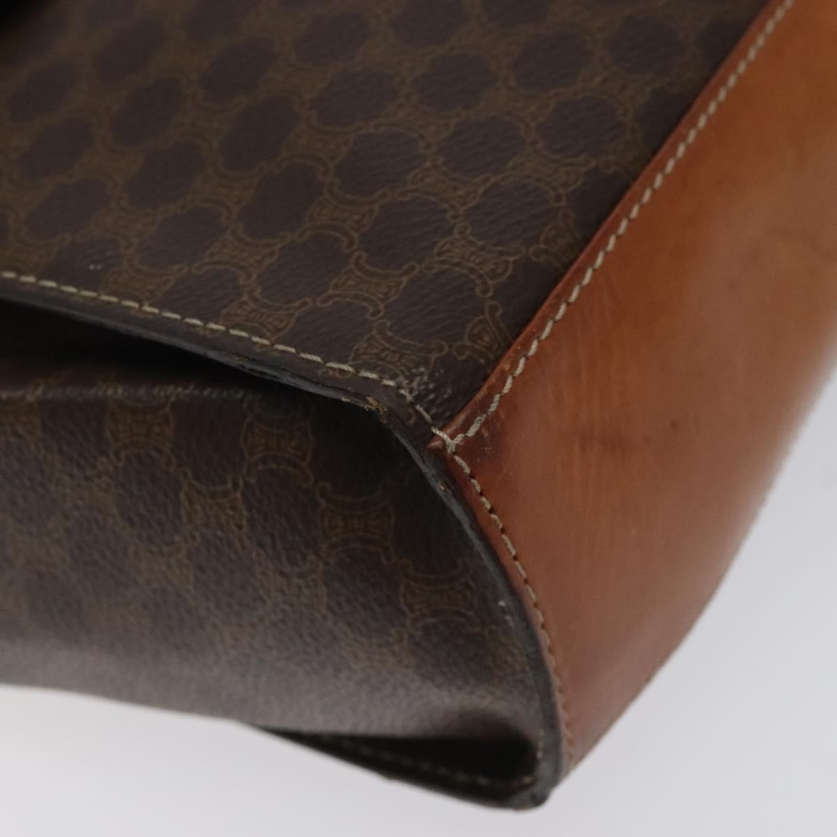 Celine Vintage Macadam Circle Logo Shoulder Bag Canvas And Leather Brown Canvas Shoulder Bag Bag