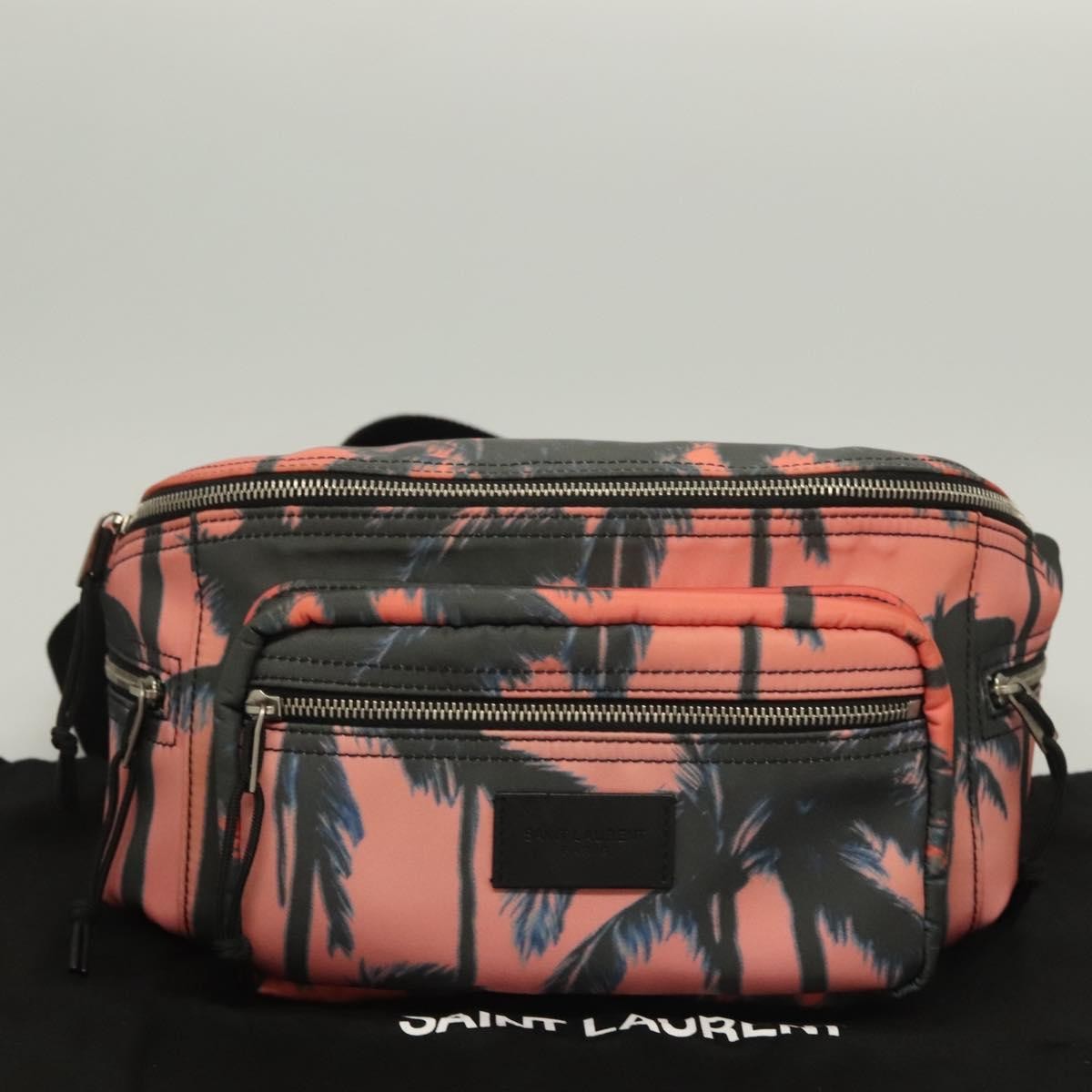 Saint Laurent Front Pocket Waist Bag Printed Nylon Pink Nylon Shoulder Bag Bag (Pre-Owned)
