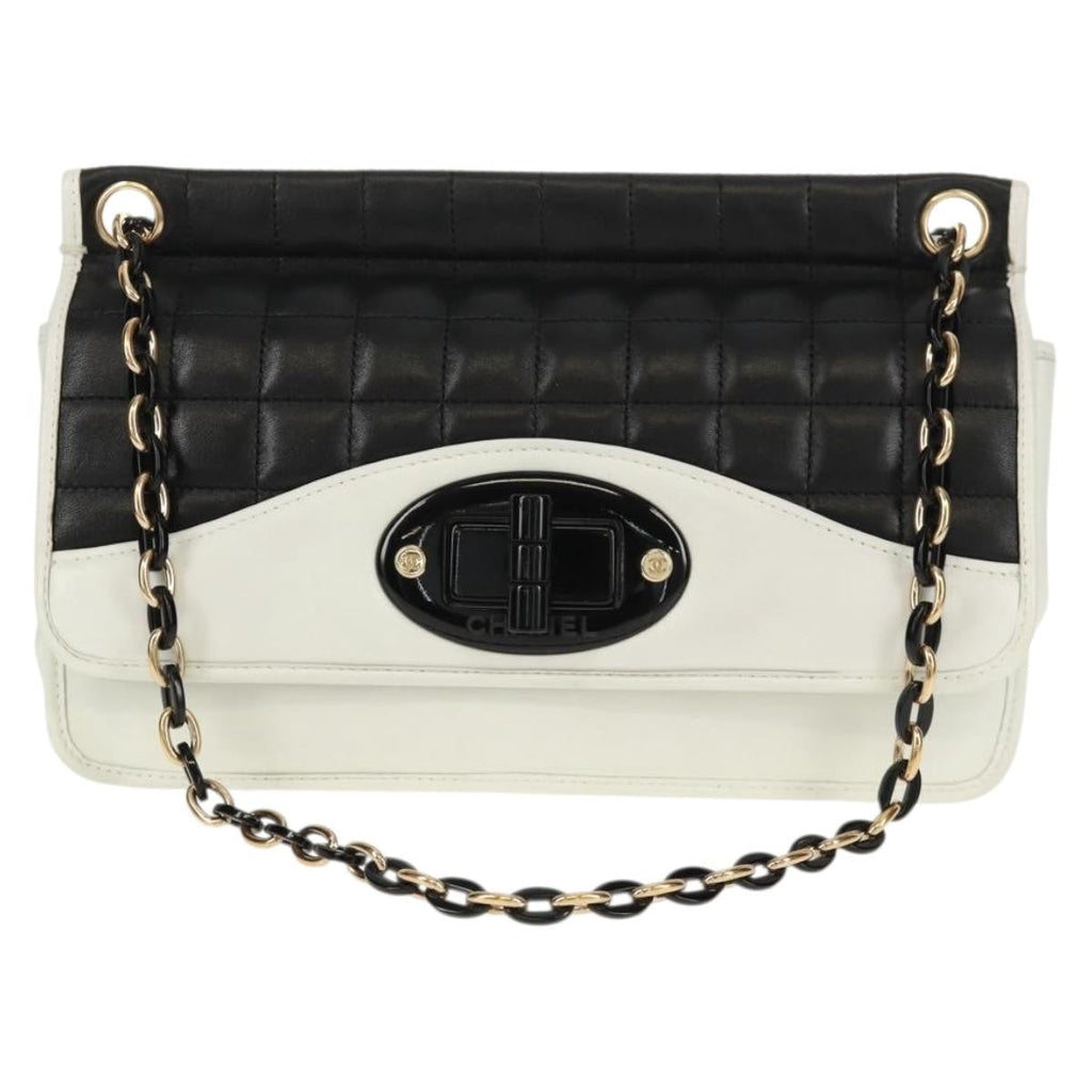 Chanel Chocolate Bar Mademoiselle Shoulder Bag Quilted Lambskin Black Leather Shoulder Bag Bag