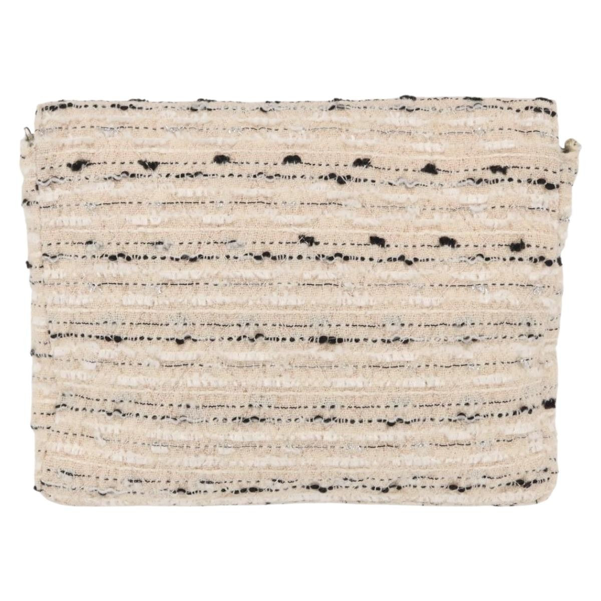 Chanel Vintage Envelope Chain Clutch Tweed White Tweed Clutche & Pouche Bag