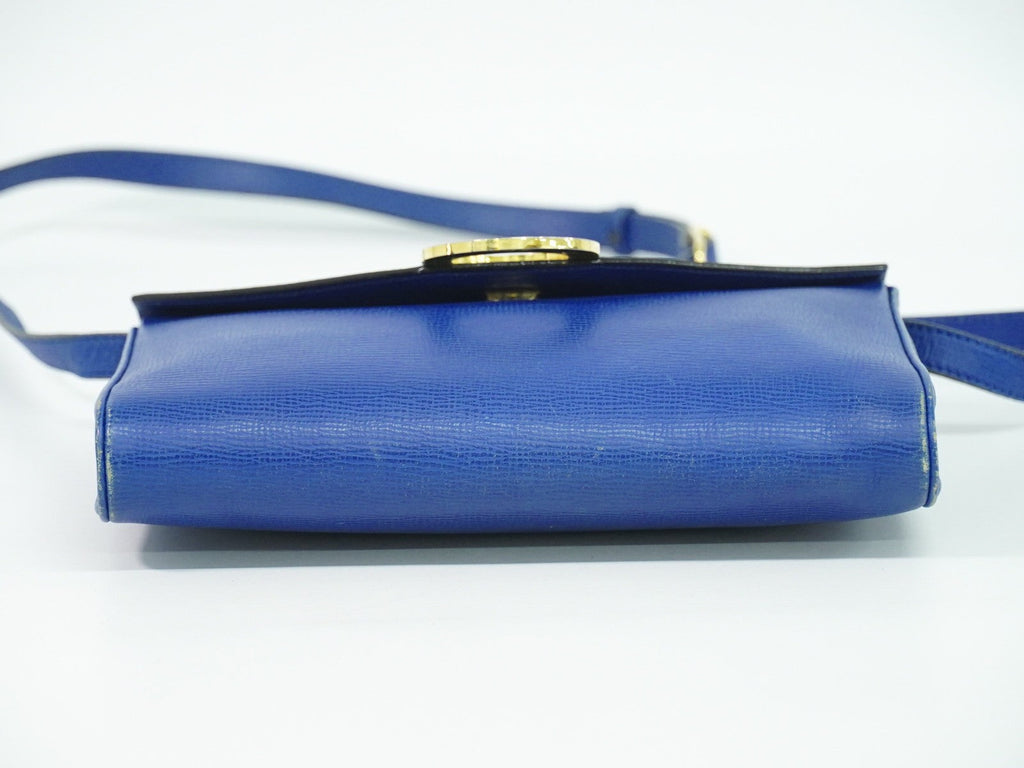 Celine Circle Logo Shoulder Bag Leather Blue Leather Shoulder Bag Bag