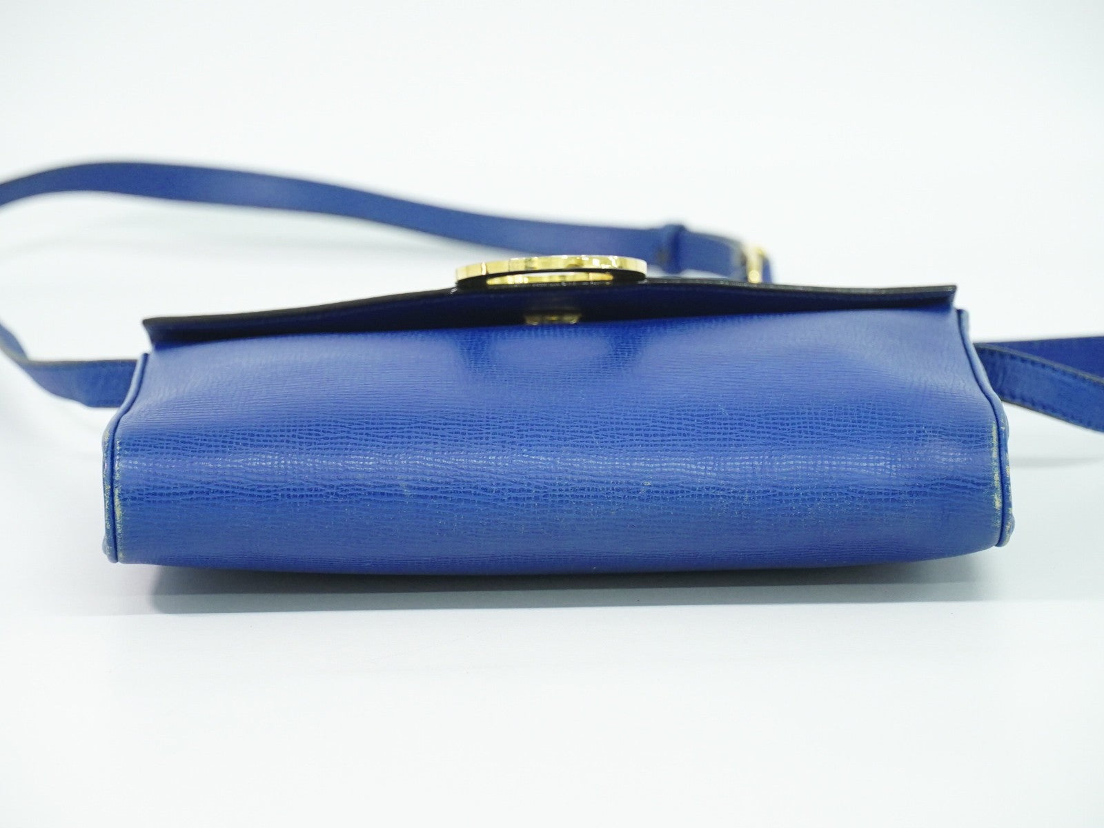 Celine Circle Logo Shoulder Bag Leather Blue Leather Shoulder Bag Bag