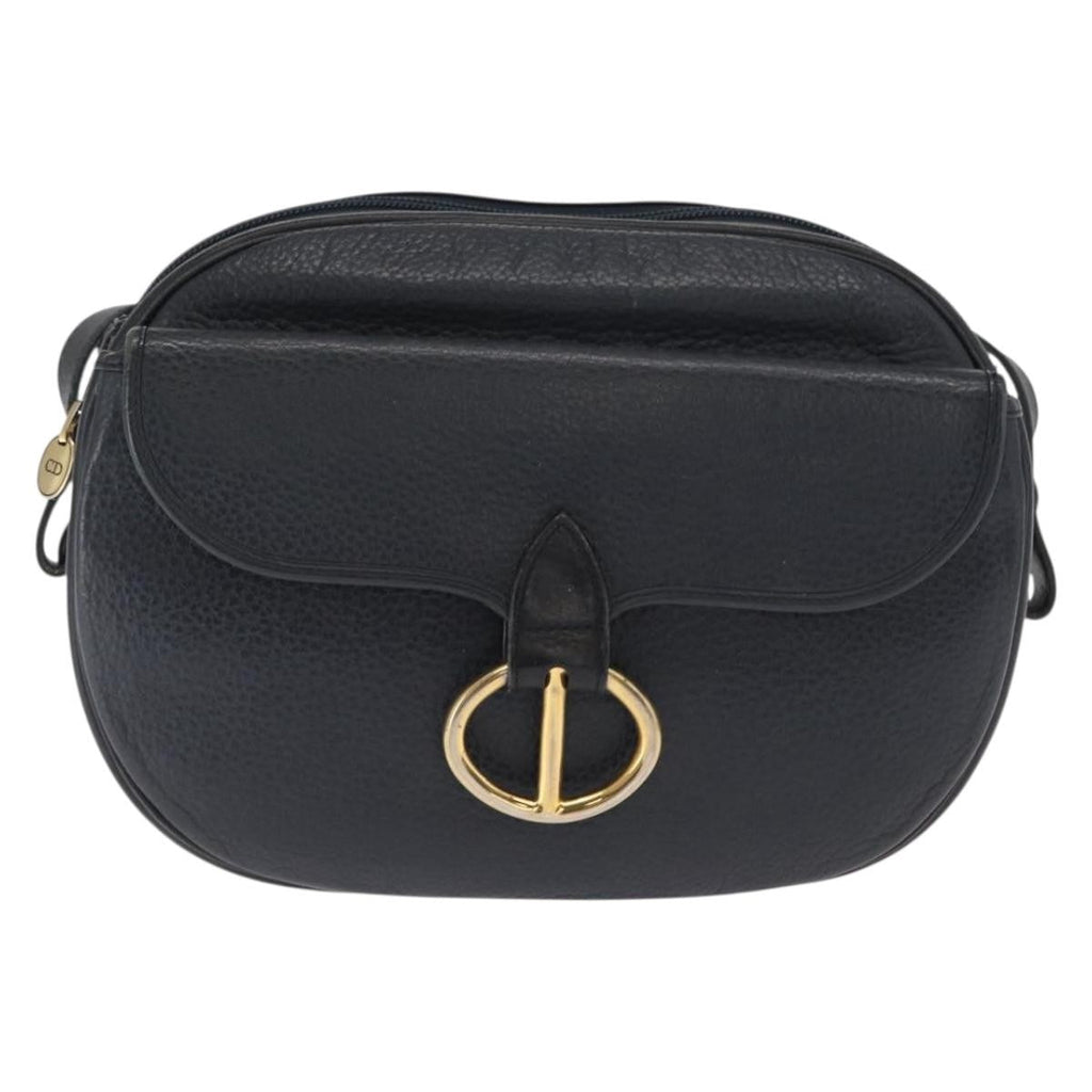 Christian Dior Vintage Shoulder Bag Leather Navy Leather Shoulder Bag Bag (Pre-Owned)
