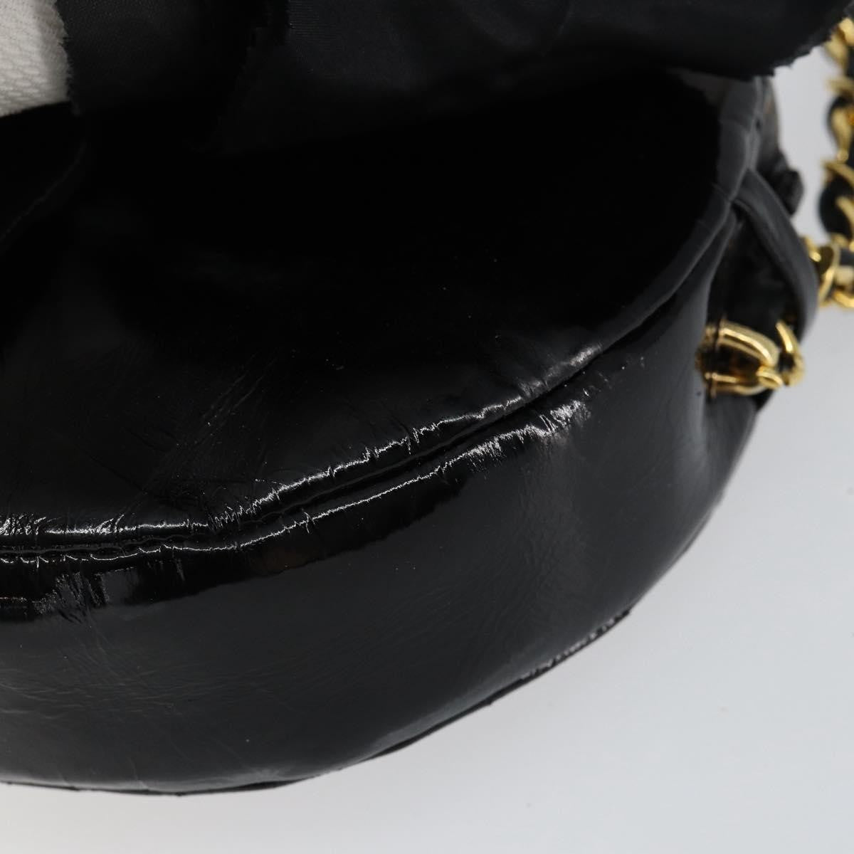 Chanel Vintage Camellia Round Evening Bag Lambskin And Satin Black Patent_Leather Clutche & Pouche Bag