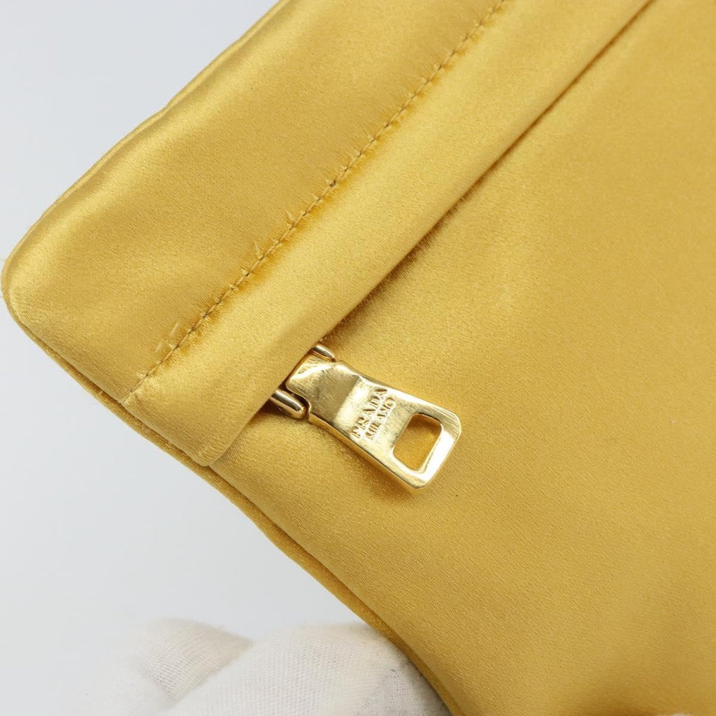 Prada Clutch Satin Gold Satin Clutche & Pouche Bag