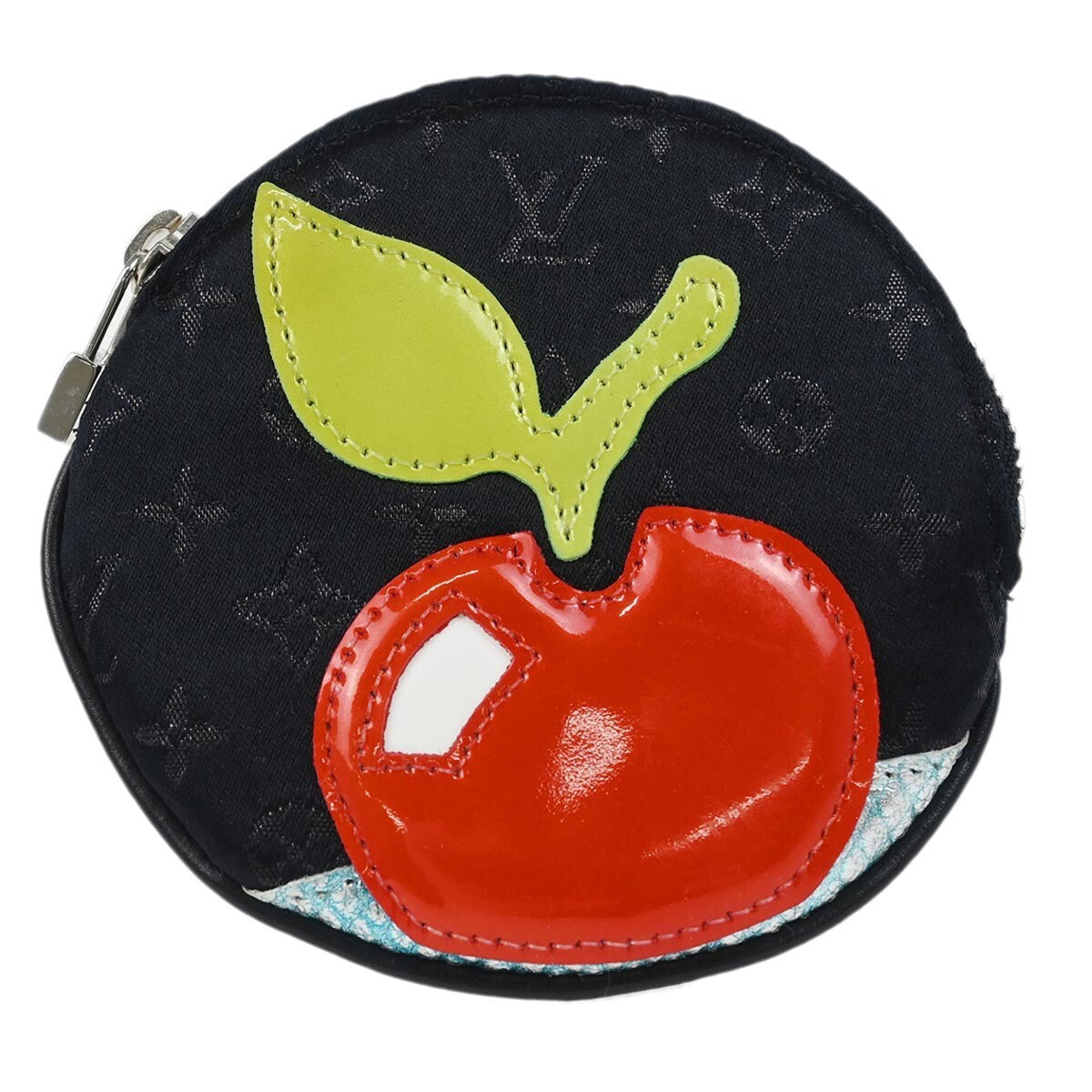 Louis Vuitton Round Coin Purse Limited Edition Monogram Silk Black Silk Wallets Accessory