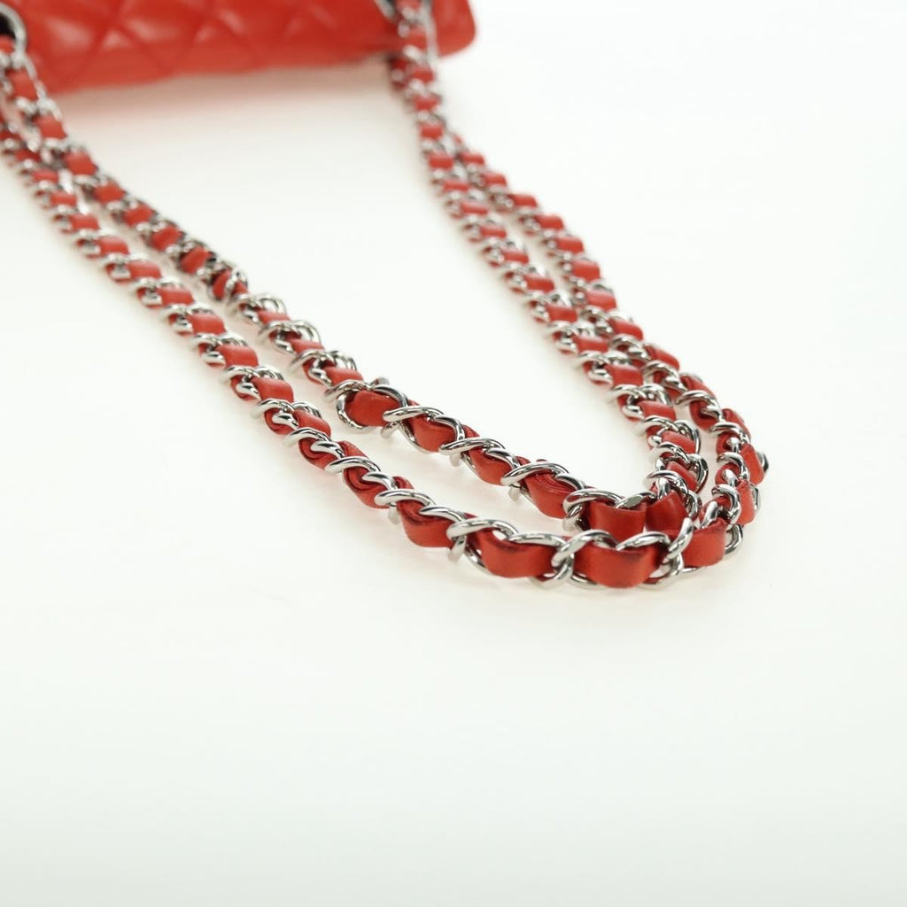 Chanel Flap Shoulder Bag Leather Red Leather Handbag