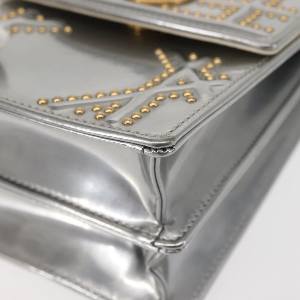 Christian Dior Ultra Matte Diorama Vertical Clutch On Chain Studded Leather Silver Patent_Leather Clutche & Pouche Bag (Pre-Owned)