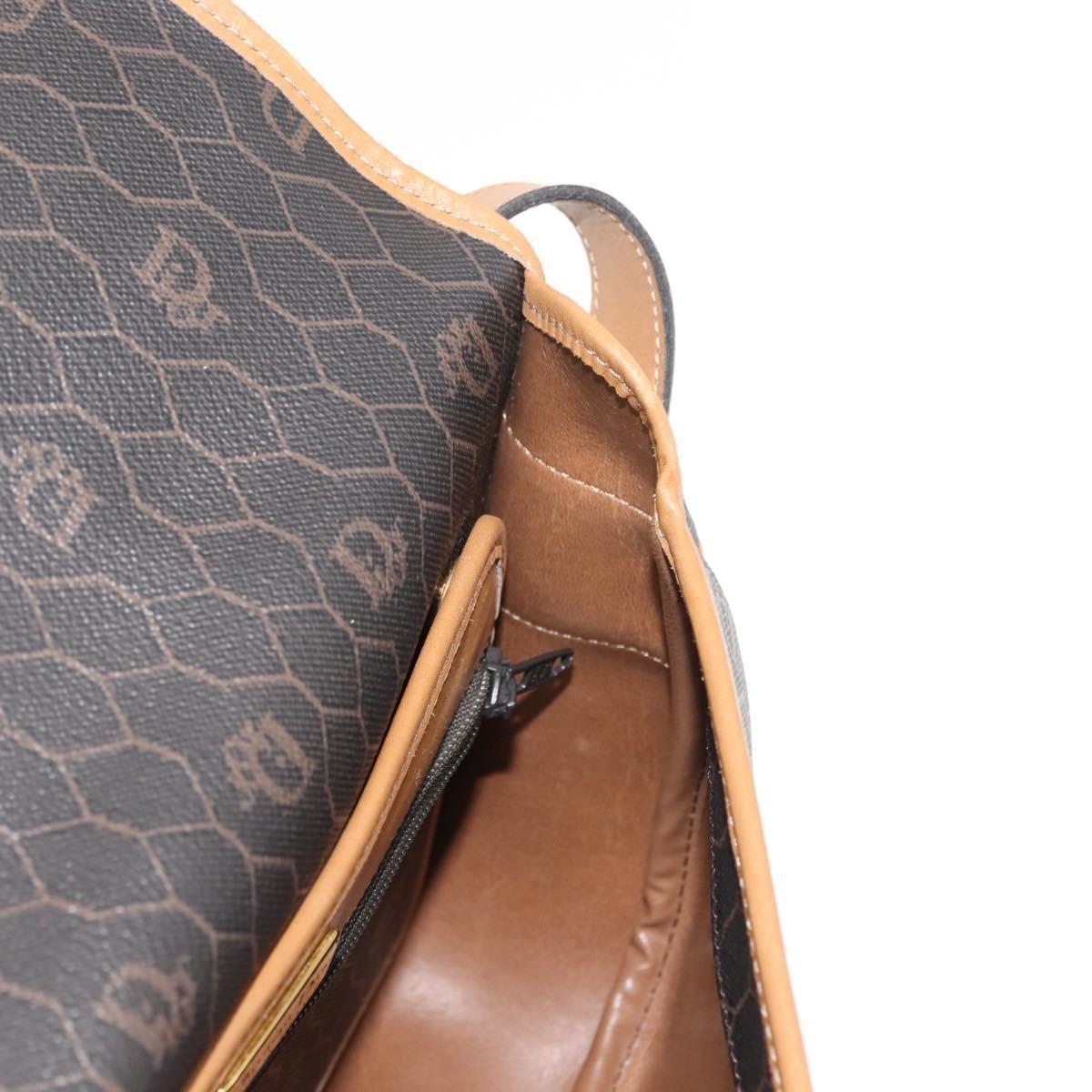 Christian Dior Vintage Honeycomb Shoulder Bag Canvas And Leather Brown Canvas Shoulder Bag Bag (Pre-Owned)