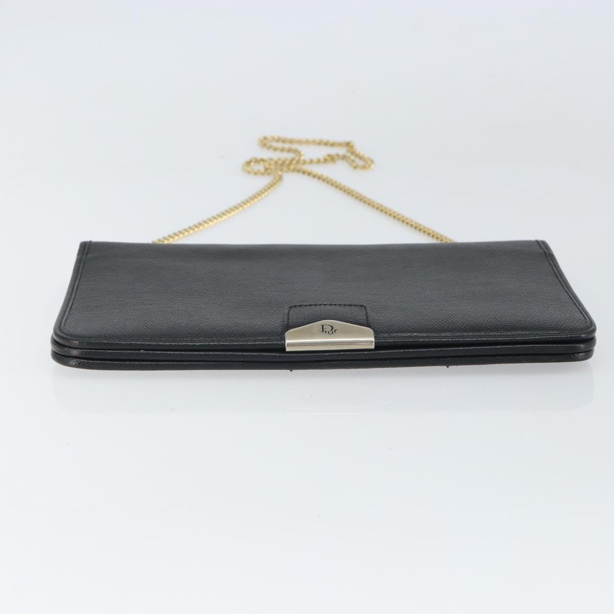 Christian Dior Vintage Chain Flap Shoulder Bag Leather Black Leather Shoulder Bag Bag (Pre-Owned)