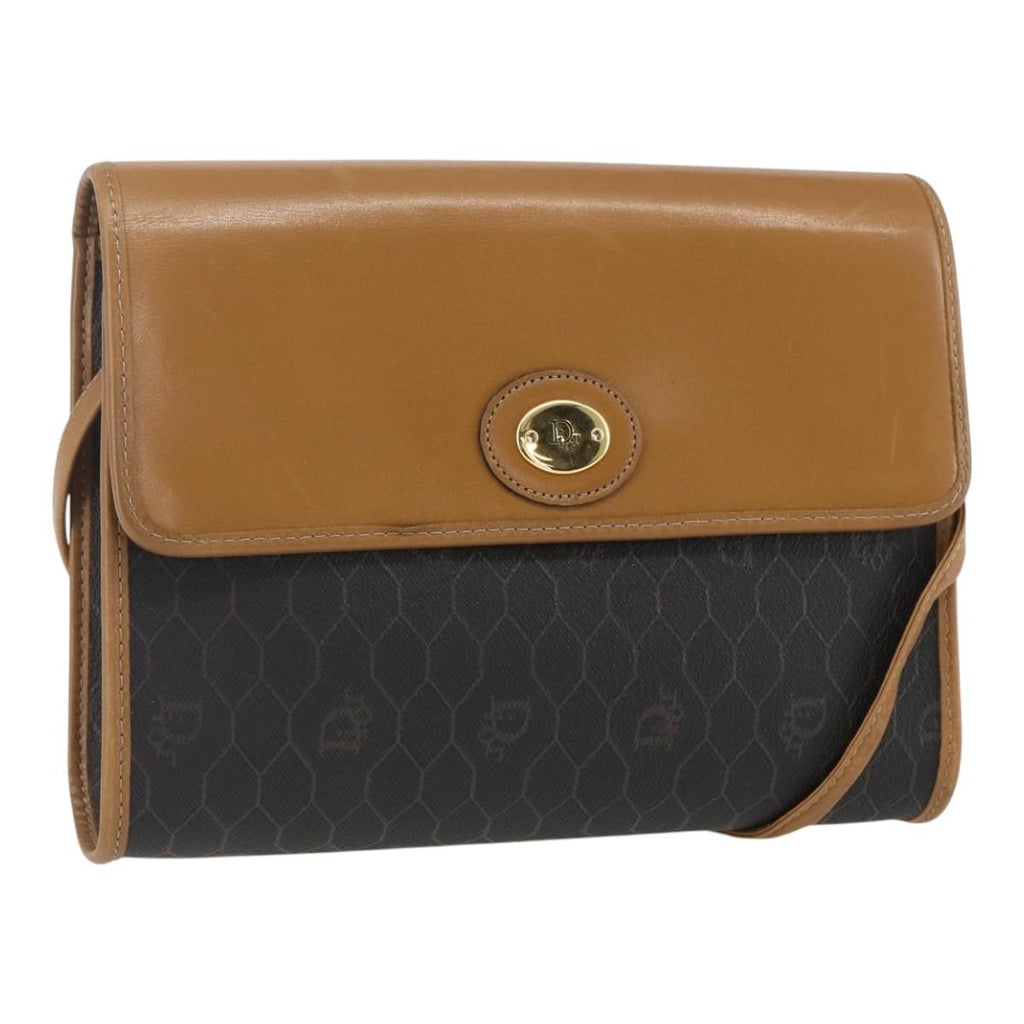 Christian Dior Vintage Honeycomb Shoulder Bag Canvas And Leather Black Pvc Shoulder Bag Bag (Pre-Owned)