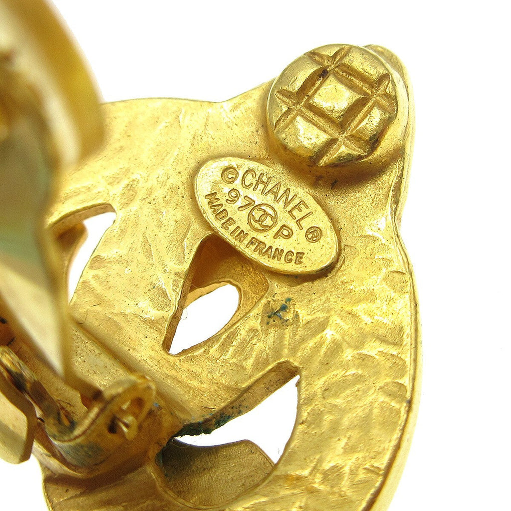 Chanel Cc Logo Heart Gold-Plated Gold Gold_Plated Earrings Jewelry