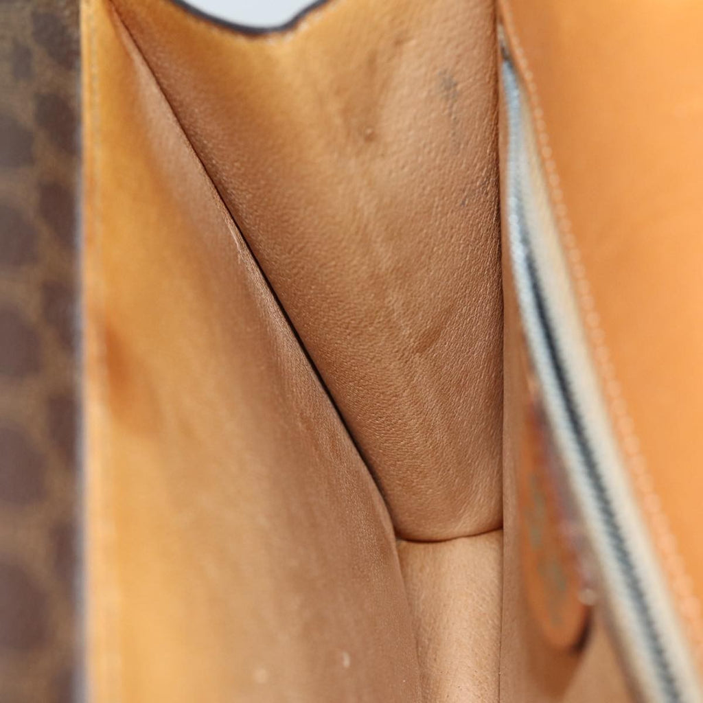 Celine Macadam Handbag Macadam With Leather Brown Canvas Handbag