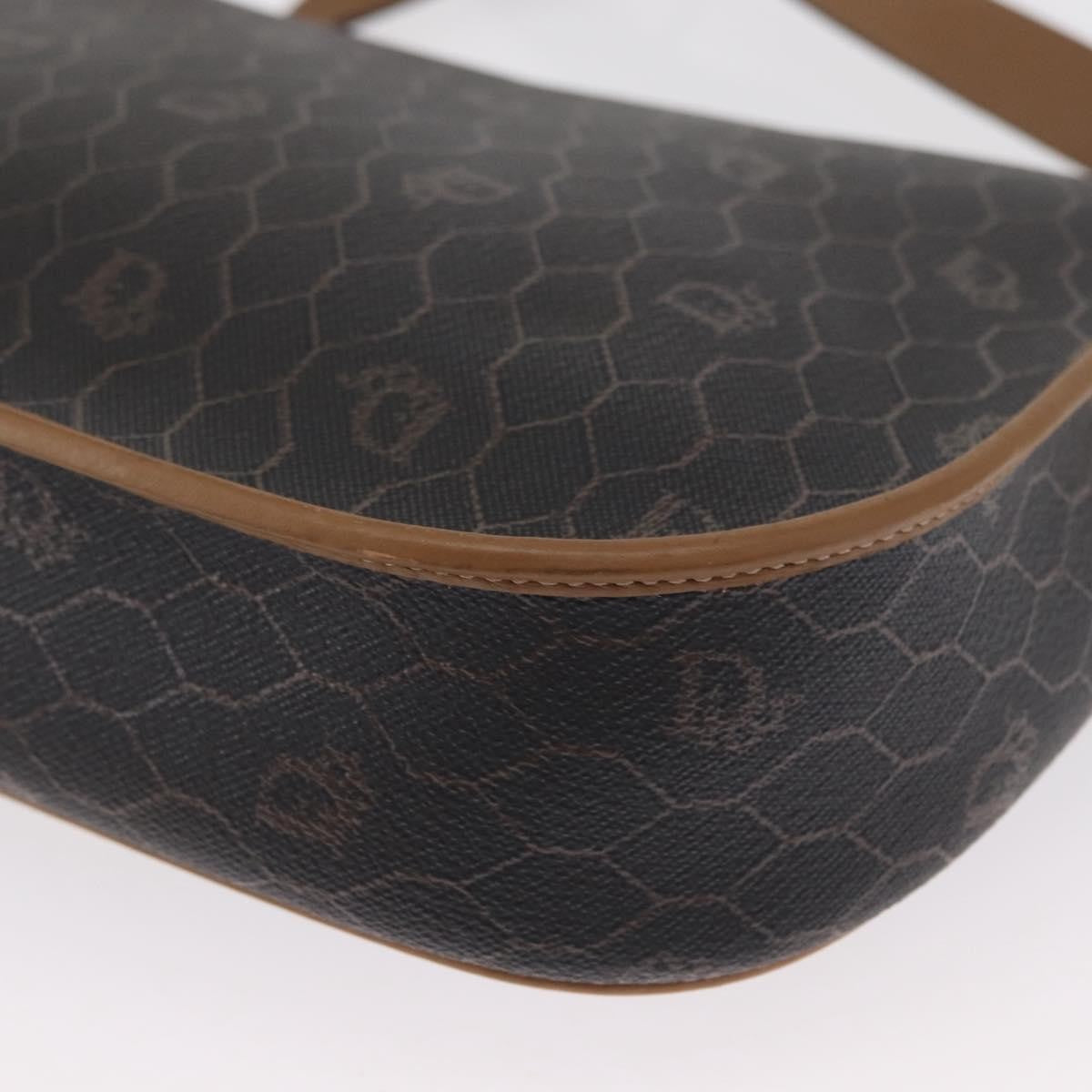 Christian Dior Vintage Honeycomb Flap Crossbody Bag Canvas And Leather Black Canvas Shoulder Bag Bag (Pre-Owned)