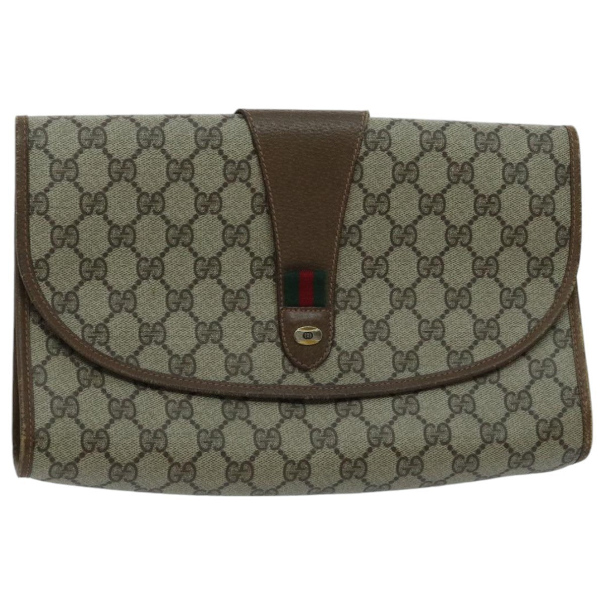 Gucci Sherry Line Pouch Canvas Beige Canvas Clutche & Pouche Bag (Pre-Owned)