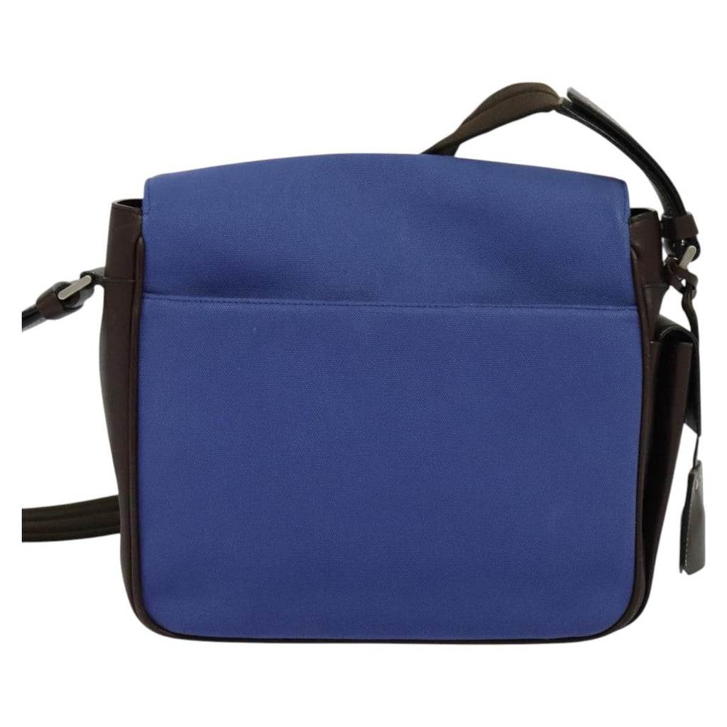 Prada Impunturato Buckle Flap Messenger Bag Canvas Blue Canvas Shoulder Bag Bag