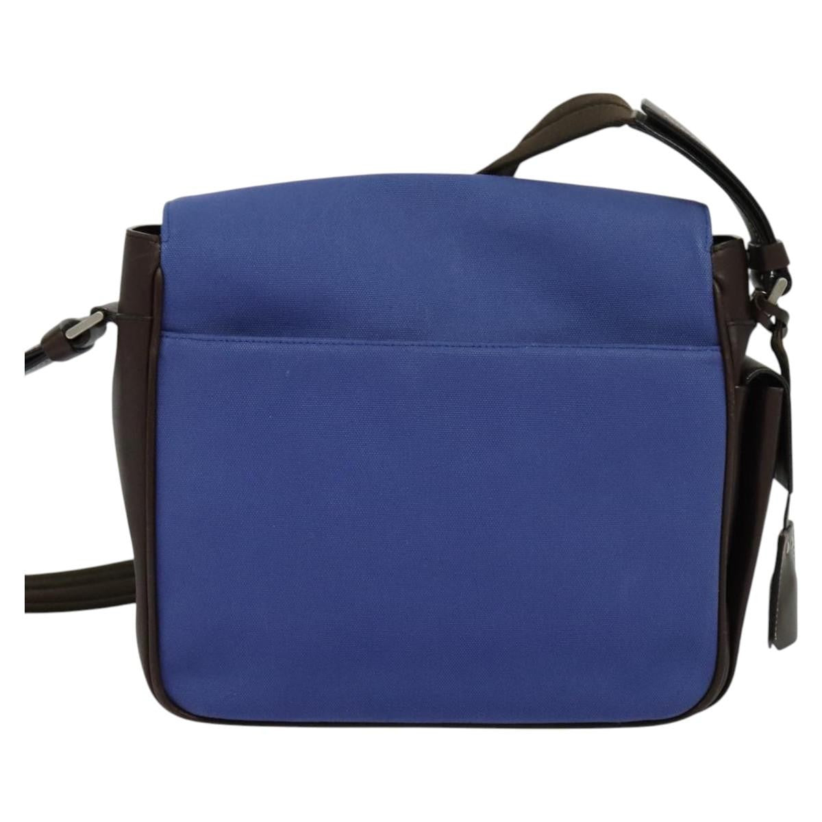 Prada Impunturato Buckle Flap Messenger Bag Canvas Blue Canvas Shoulder Bag Bag