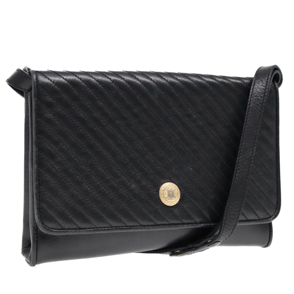Celine Vintage Shoulder Bag Leather Black Leather Shoulder Bag Bag