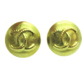 Chanel Cc Button Clip-On Earrings Metal Gold Metal Earrings Jewelry