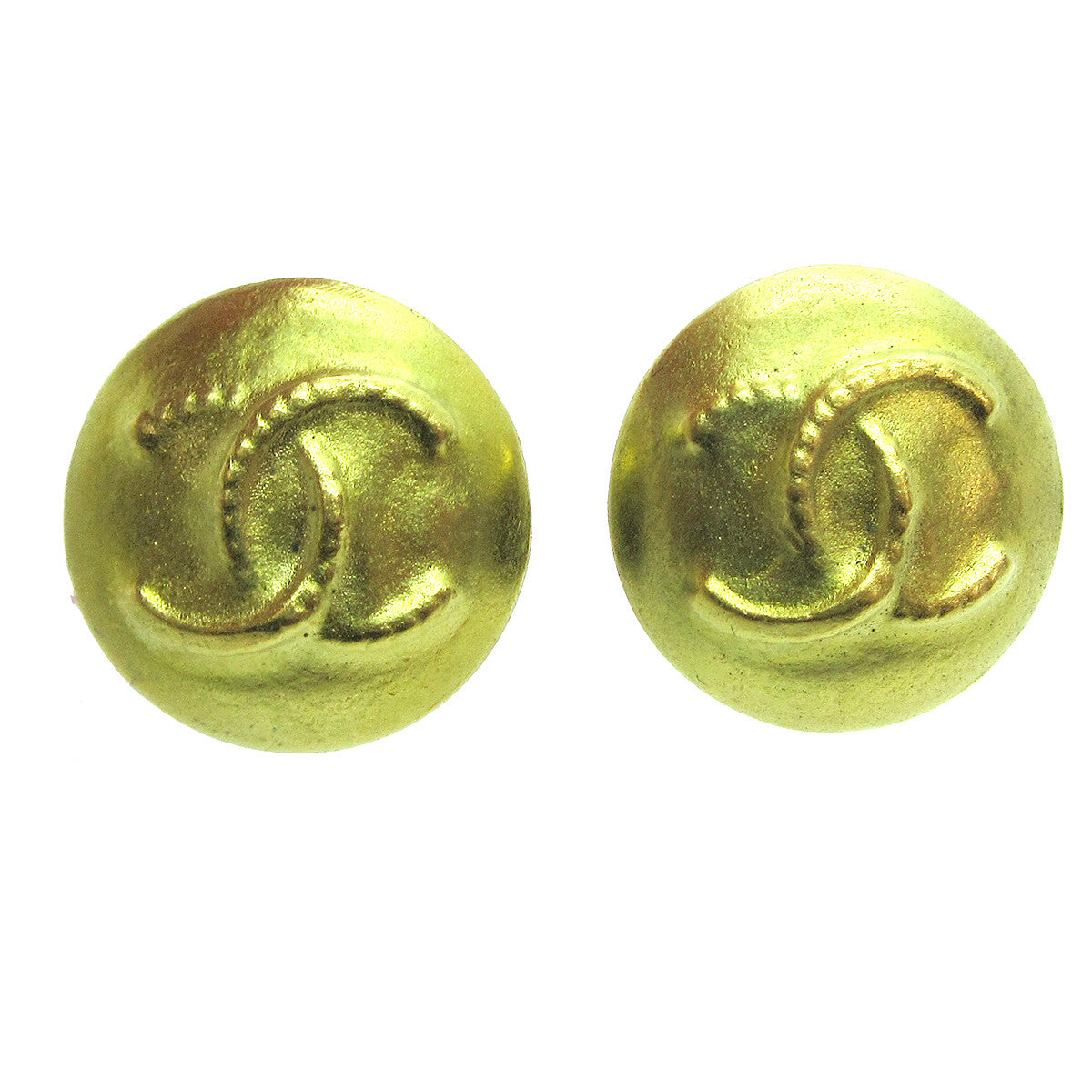 Chanel Cc Button Clip-On Earrings Metal Gold Metal Earrings Jewelry