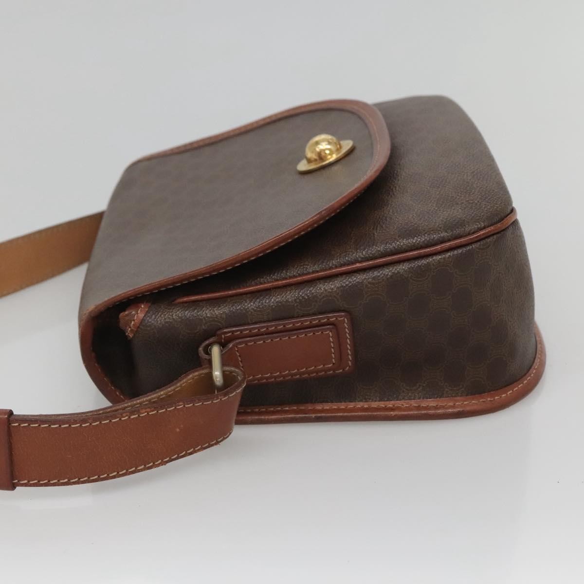 Celine Vintage Macadam Shoulder Bag Canvas And Leather Brown Canvas Shoulder Bag Bag