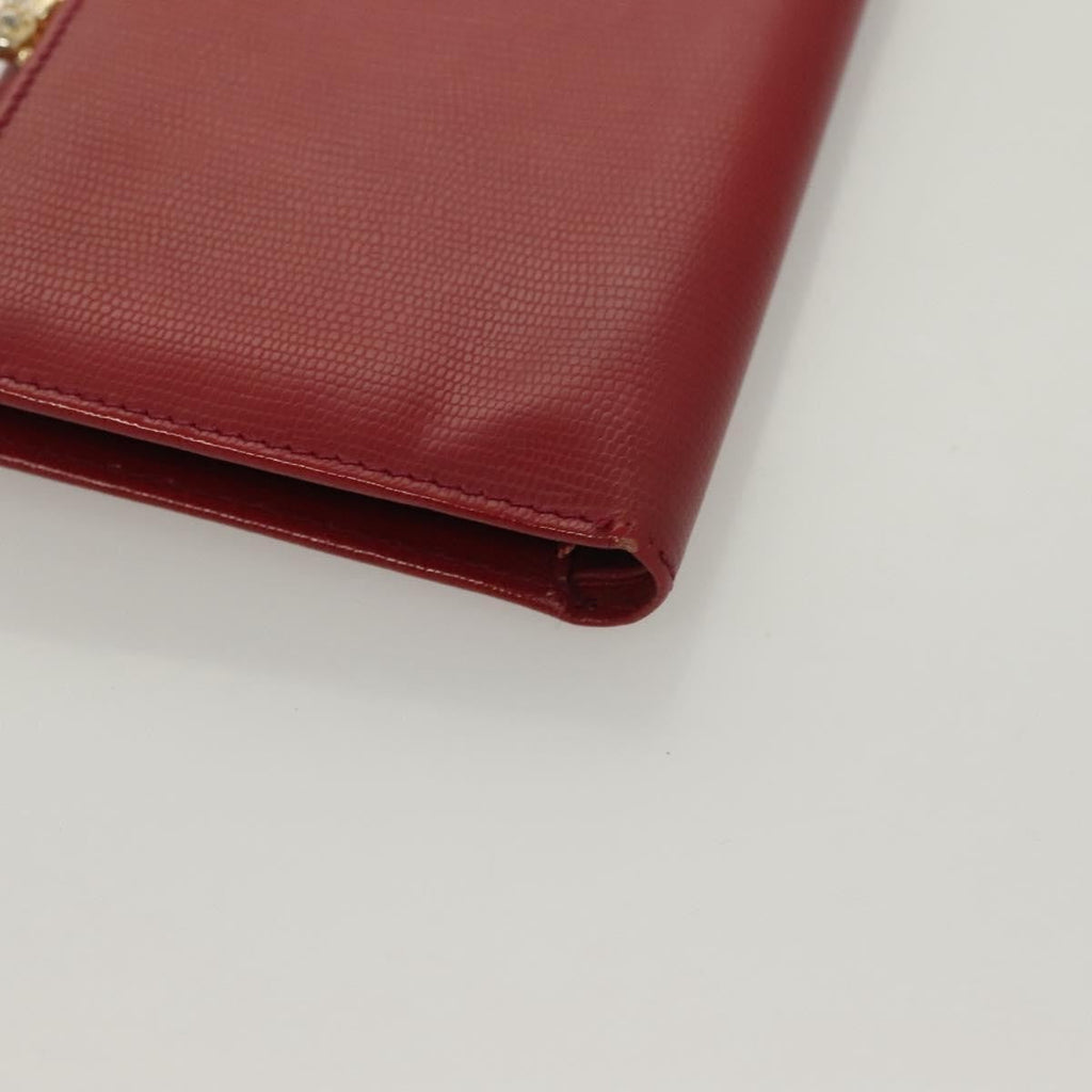 Celine Circle Logo Compact Wallet Leather Red Leather Wallets Accessory