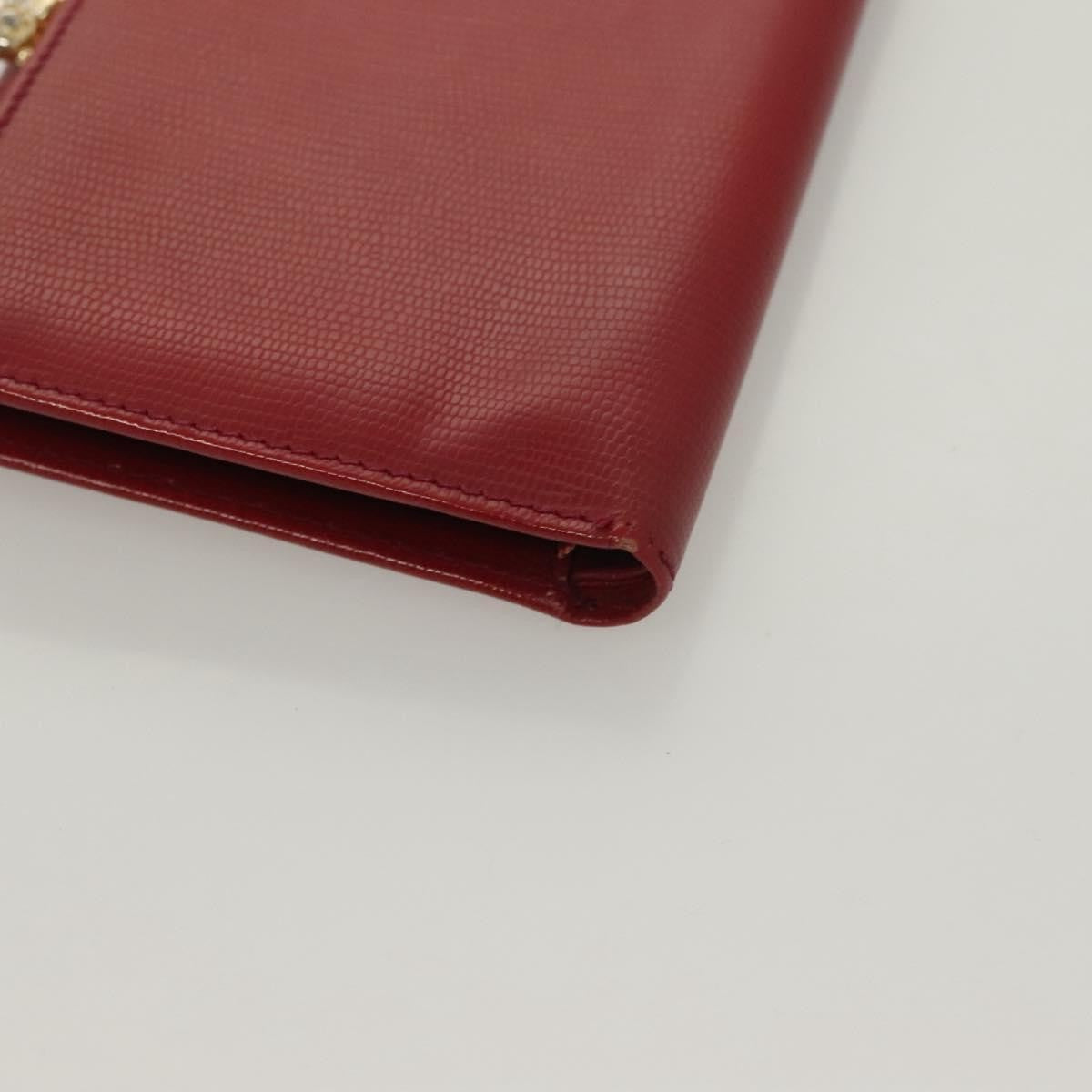 Celine Circle Logo Compact Wallet Leather Red Leather Wallets Accessory