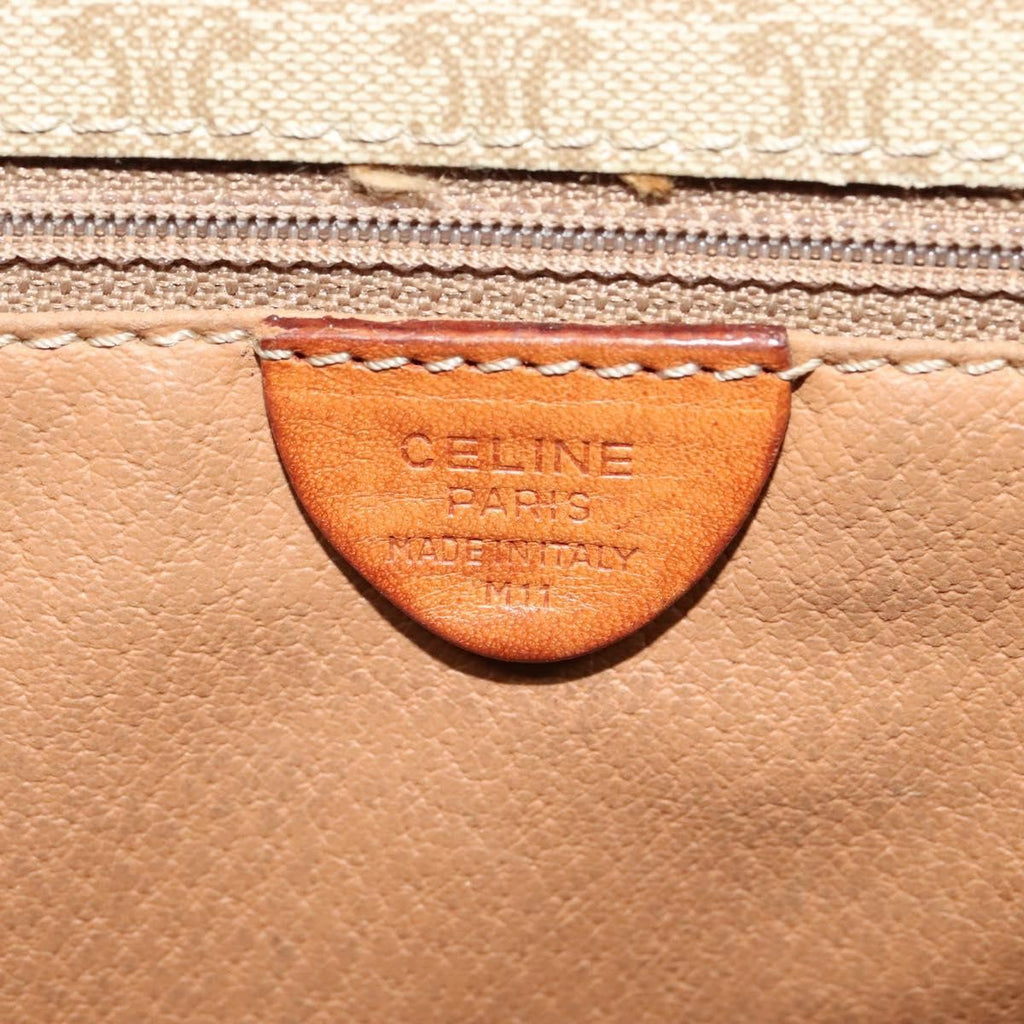Celine Vintage Macadam Shoulder Bag Canvas And Leather Beige Canvas Shoulder Bag Bag
