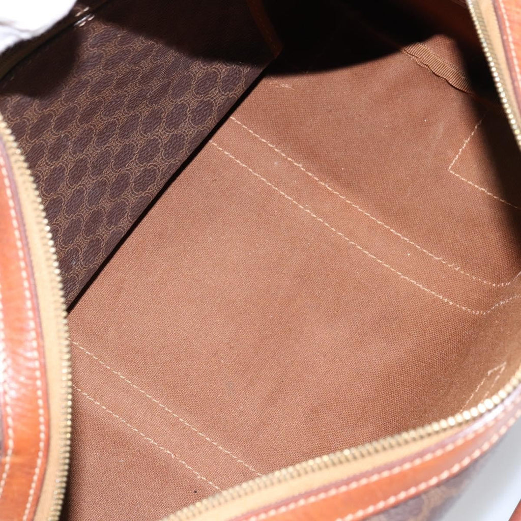 Celine Vintage Macadam Boston Bag Canvas Brown Canvas Handbag