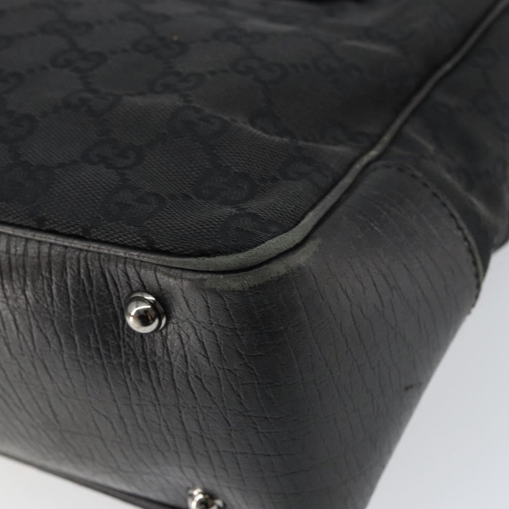 Gucci Bamboo Tote Bag Canvas Black Canvas Tote Bag Bag (Pre-Owned)