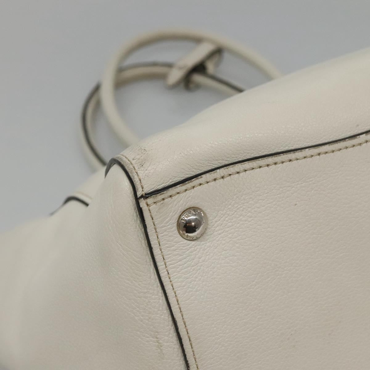 Prada Front Pocket Wing Convertible Tote Vitello Daino White Leather Tote Bag Bag