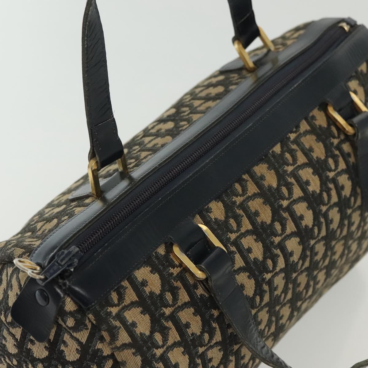 Christian Dior Vintage Trotter Boston Bag Diorissimo Canvas Navy Canvas Bag (Pre-Owned)
